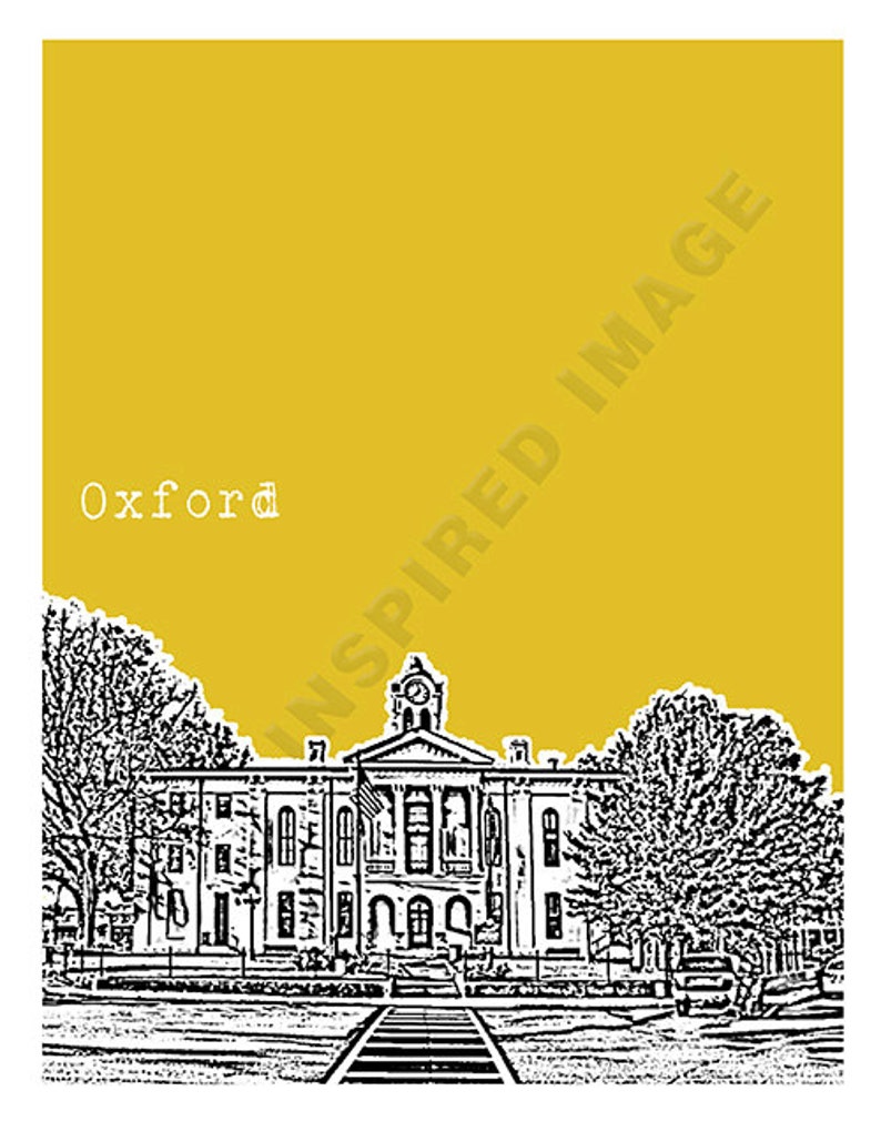 Oxford Mississippi Poster Art Print Skyline Etsy