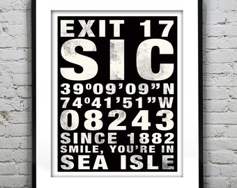 Sea Isle City Subway Print New Jersey Shore Poster Print Art NJ Jersey Shore