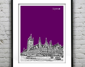 Ypres Belgium Poster Art Print Skyline Europe Version 2