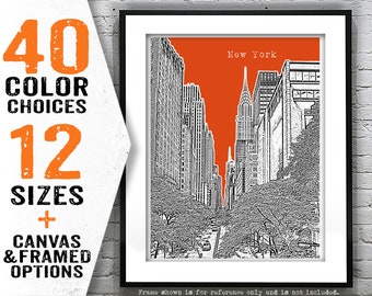 New York City Midtown East Chrysler Building Skyline Poster Art Print NY Item T4100