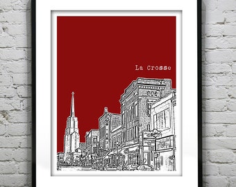 La Crosse Wisconsin Poster Print Art  Skyline Version 1 Downtown WI Item T2977