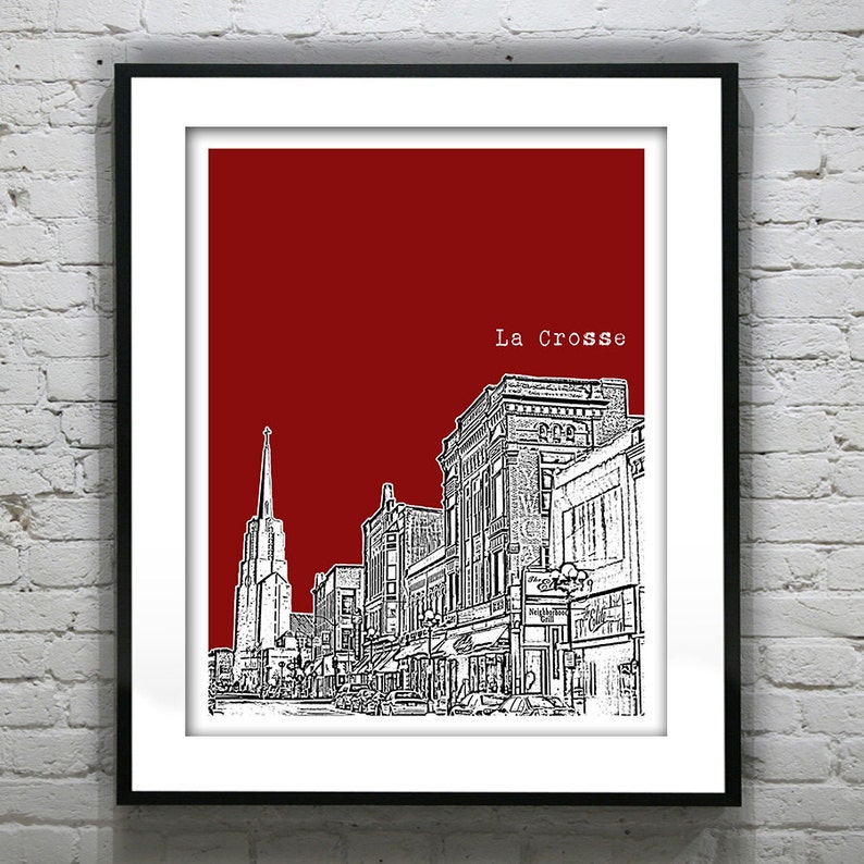 La Crosse Wisconsin Poster Print Art Skyline Version 1 Downtown WI Item T2977