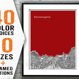 Bloomington Indiana Poster Art Skyline Print Item T1900 image 1