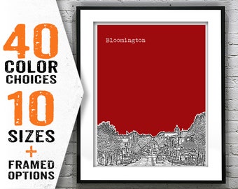 Bloomington Indiana Poster Art Skyline Print Item T1900