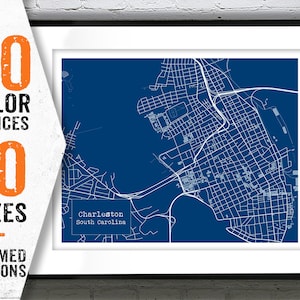 Charleston South Carolina Blueprint Map Poster Art Print Item T2634