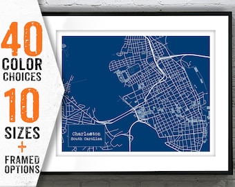 Charleston South Carolina Blueprint Map Poster Art Print Item T2634