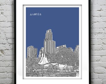 Austin Poster Skyline Poster Art Print Texas TX Item T2193