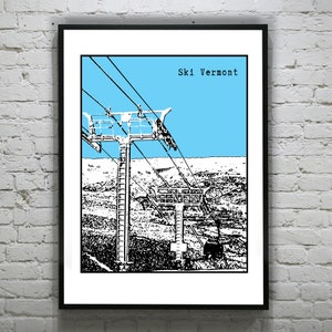 Póster de esquí de Vermont, VT, impresión artística, Killington, Stowe, Sugarbush, Mad River, Glen, Okemo, Jay Peak, artículo T1259