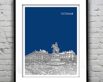 Orleans France Skyline Poster Print