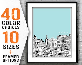 Buffalo New York Poster Art Skyline Print NY Lafayette Square Item T1846