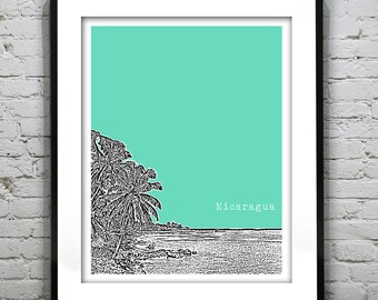 Nicaragua Beach Poster Art Skyline Print Item T2981