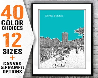 North Bergen New Jersey Shore Poster Print Art NJ Skyline Jersey Shore Item T4983