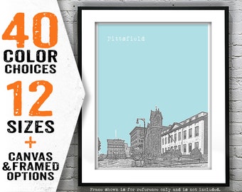Pittsfield Skyline Poster Art Print Massachusetts MA Item T5270