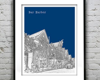 Bar Harbor Maine Skyline Poster Art Print Item T5293