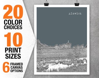 Alnwick England Skyline Poster Art Print UK Item T5351