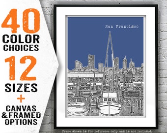 San Francisco Pier 45 Poster Art Skyline Print Item T3074