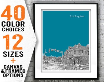 Irvington New Jersey Skyline Poster Print Art NJ Item T5070