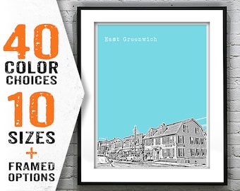 East Greenwich Rhode Island Skyline Poster Art Print RI Item T2094
