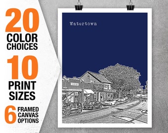 Watertown Connecticut Poster Print Art City Skyline CT Item T5328