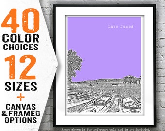 Lake James North Carolina Poster skyline Art Print NC Item T5017