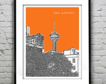 San Antonio Skyline Poster Art Print Texas TX Tower of the Americas Item T4529