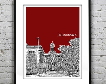 Kutztown Pennsylvania Skyline Poster Art Print PA Version 2