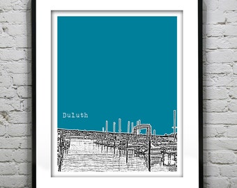 Duluth Minnesota Poster Art Skyline Print MN Version 1