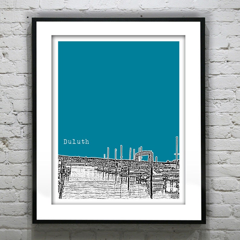 Duluth Minnesota Poster Art Skyline Print MN Version 1 Etsy