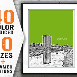Danbury Connecticut Poster Skyline Art Print Item T1489