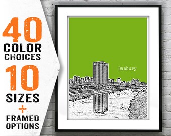 Danbury Connecticut Poster Skyline Art Print Item T1489