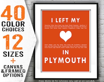 Plymouth Massachusetts - I Left My Heart In Plymouth - Poster Art Print MA  Item T4134