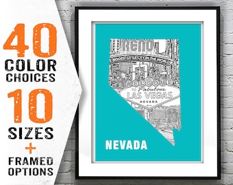 Nevada Skyline Art Print Poster Las Vegas Reno Item T1822