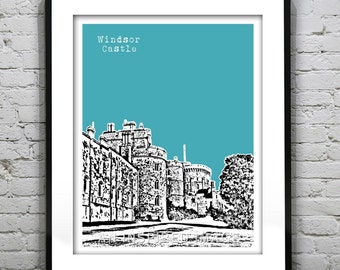 Windsor Castle  London England Skyline Poster Berkshire United Kingdom Art Print Item T2318