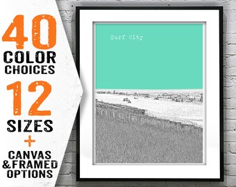 Surf City New Jersey Skyline Poster Print Art NJ Item T2964