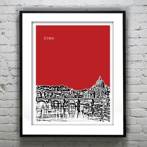 Rome Poster Rome from the Tiber River Italy Art Print Skyline- Version 2