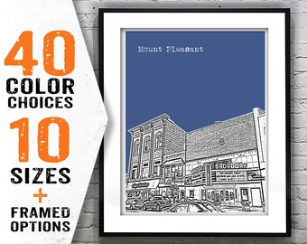 Mount Pleasant Michigan Skyline Art Print Poster MI Item T1835