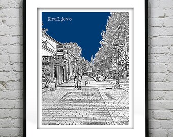 Kraljevo Serbia City Skyline Poster Art Print Item S5015