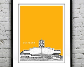Lakeland Florida Skyline Poster Art Print FL Version 1