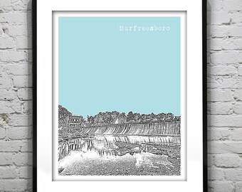 Murfreesboro Tennessee City Skyline Poster Art Print TN Version 2