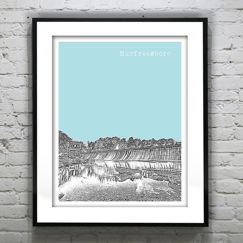 Murfreesboro Tennessee City Skyline Poster Art Print TN Version 2