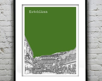 Ketchikan Alaska Skyline Poster Art Print Item T5454