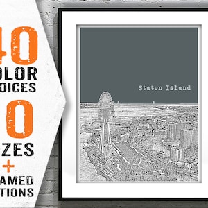Staten Island New York City Skyline Poster Art Print NYC Item T1924