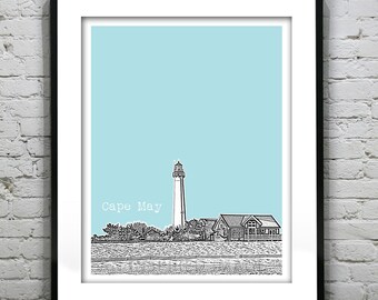 Cape May New Jersey Poster Print Art NJ Shore Skyline Item T2181