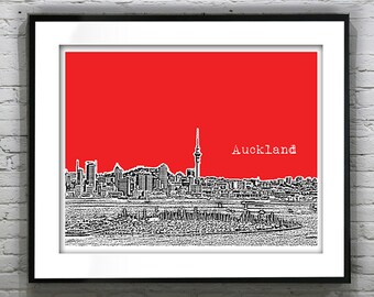 Auckland New Zealand Poster Art Skyline Print Item T2685