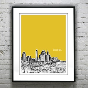 Dubai Skyline United Arab emirates Poster Art Print Version 3