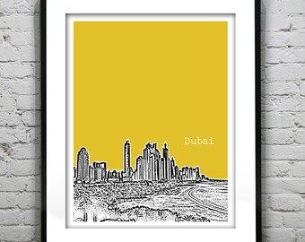 Dubai Skyline United Arab emirates Poster Art Print Version 3