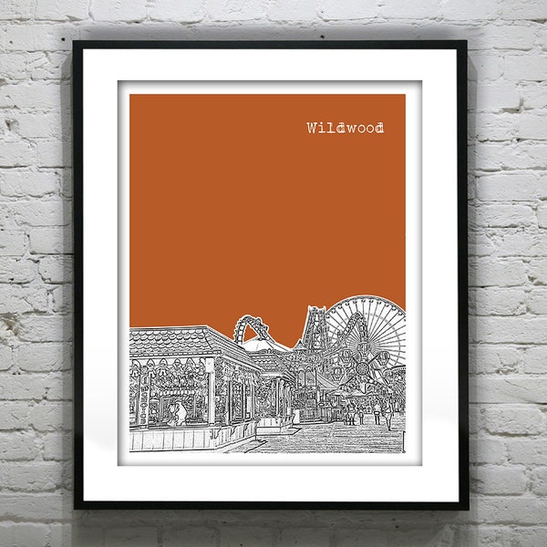 Wildwood New Jersey Shore Poster Print Art NJ Skyline Jersey Shore Item T3003