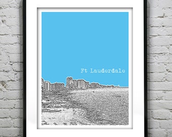 Ft. Lauderdale Skyline Poster Art Print Florida Keys Miami West Palm Item T2504