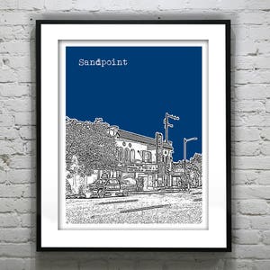 Sandpoint Idaho Poster Skyline Art Print ID Version 2