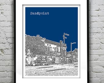 Sandpoint Idaho Poster Skyline Art Print ID Version 2